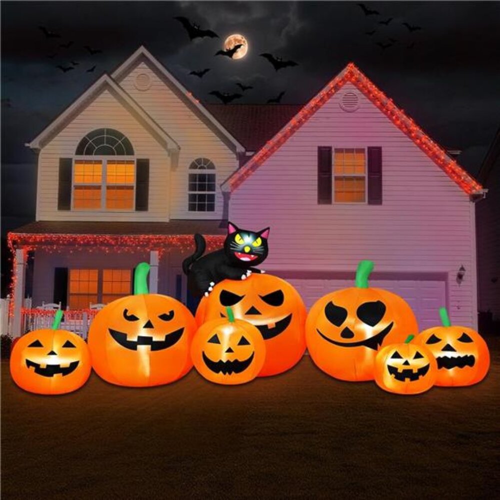 8FT Long Halloween Inflatables Pumpkinโ Outdoor Decorations, 7 Blow Up